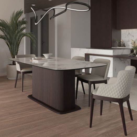 Стол прямоугольныи Denver 230, керамика глянцевая, опора дерево