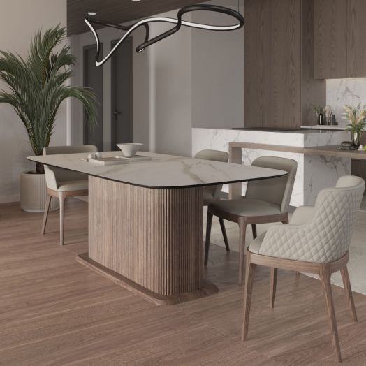 Стол прямоугольныи Denver 180, керамика матовая, опора дерево