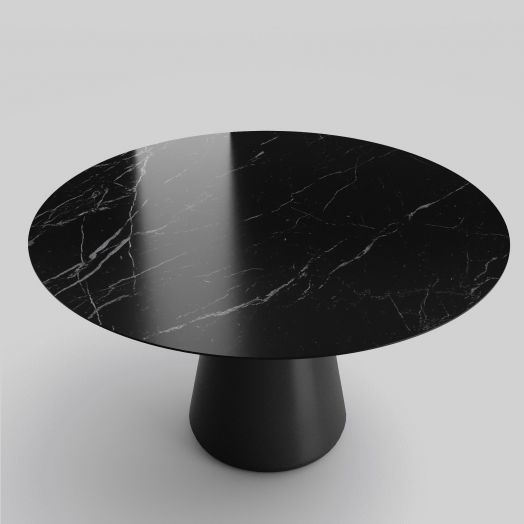 Стол круглый Ikon 120, керамика глянцевая, черная