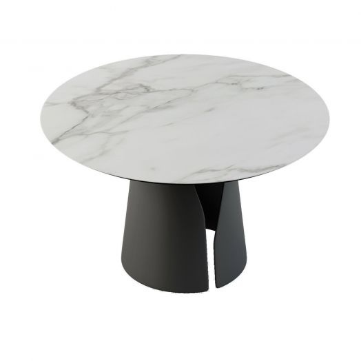 Стол круглый GIO 100, керамика матовая, белая