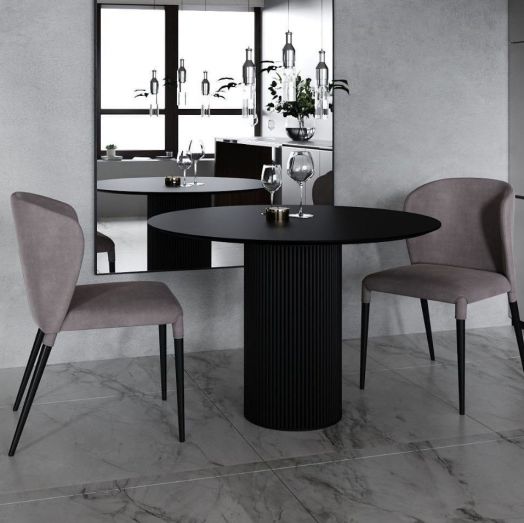 Стол круглый Nolan 100, керамика матовая, черная