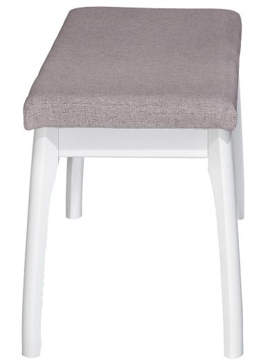 Скамья для прихожей мягкая, ткань серо-розовый, каркас снег