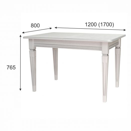 Стол обеденный Васко В 86Н белый/серебро 120/170*80