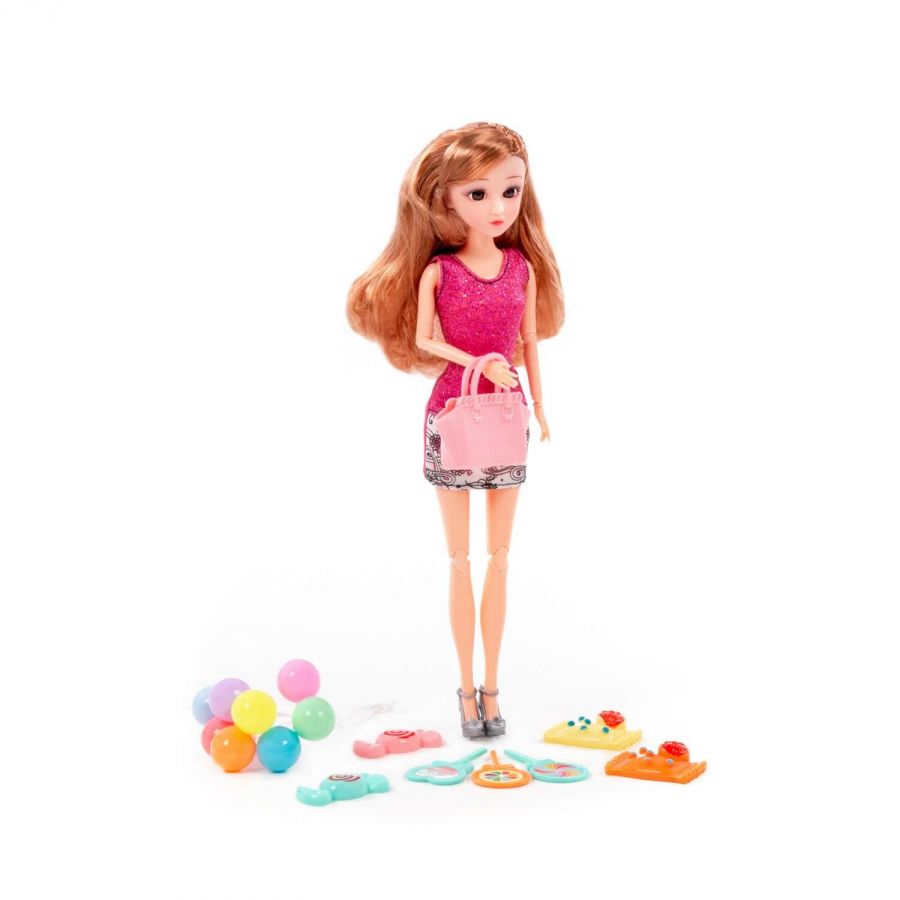 Кукла "Ксюша" (30 см) в платье + аксессуары (9 элементов) (в коробке №4)