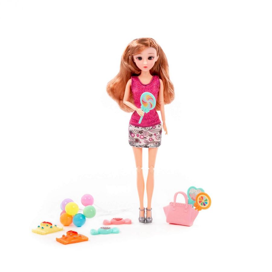 Кукла "Ксюша" (30 см) в платье + аксессуары (9 элементов) (в коробке №4)