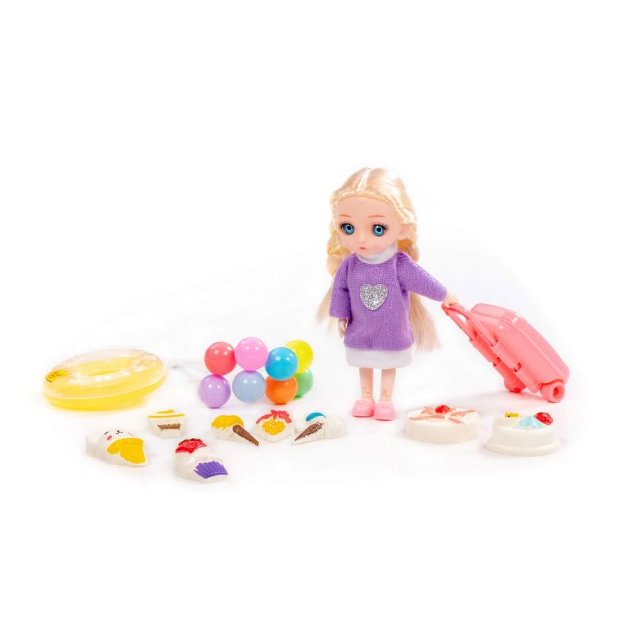 Кукла "Маша" (16 см) на море + аксессуары (11 элементов) (в коробке №3)