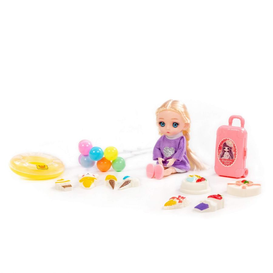 Кукла "Маша" (16 см) на море + аксессуары (11 элементов) (в коробке №3)