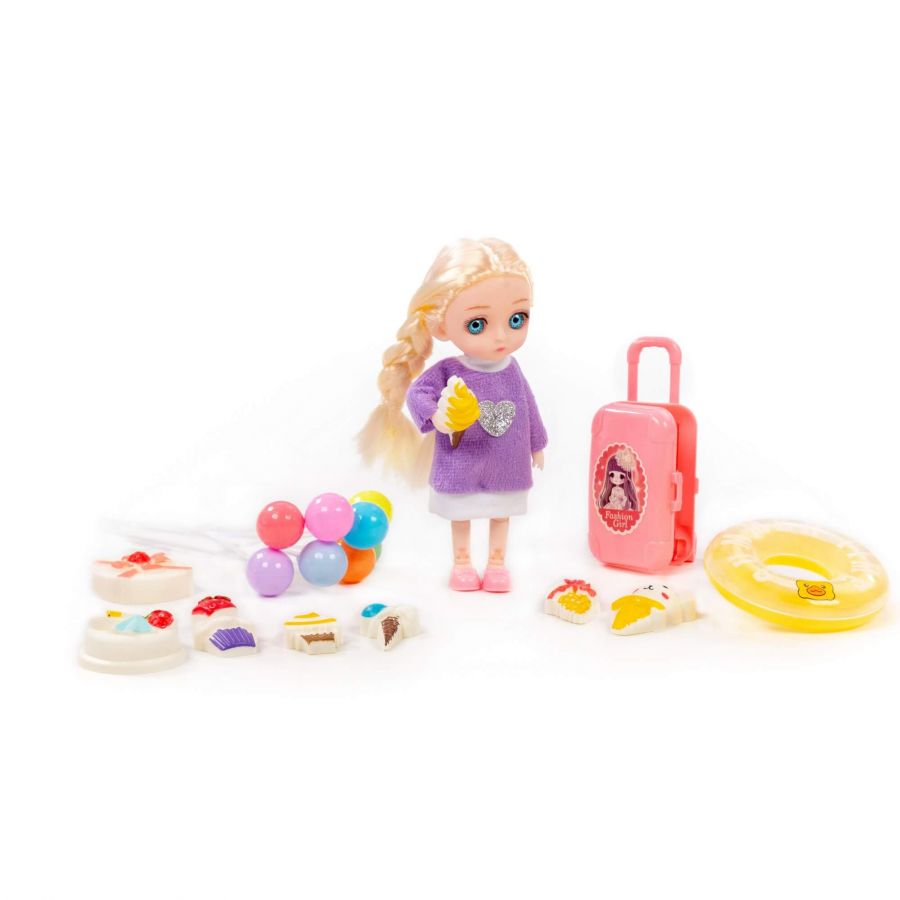 Кукла "Маша" (16 см) на море + аксессуары (11 элементов) (в коробке №3)