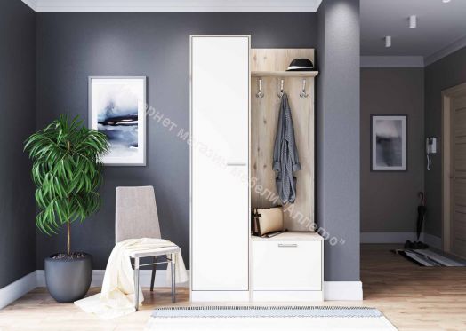 Пенал 1-ств с полками и вешалкой "Милана" 500х450х2200 (прихожая)