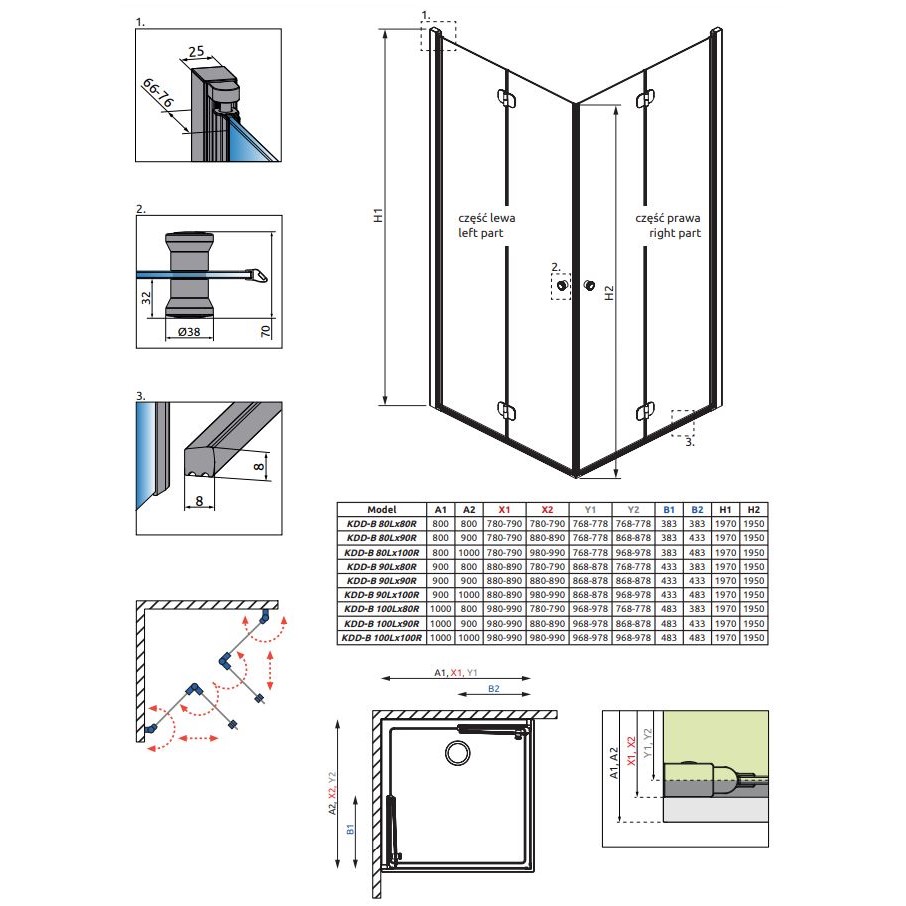Душевой уголок Radaway Eos KDD B стеклянный цвета хром 100х90 см ФОТО