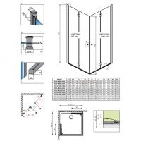 Душевой уголок Radaway Eos KDD B стеклянный цвета хром 100х90 см схема 2