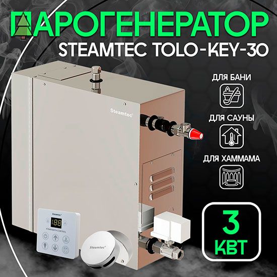 Парогенератор для хамама Steamtec TOLO KEY 30 - 3 кВт, стандартный модуль управления