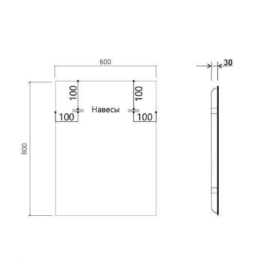 Зеркало прямоугольное VLM-3VN600 схема 5
