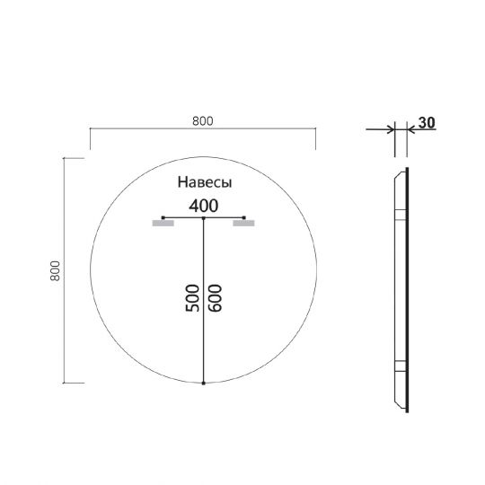 Зеркало LED с чёрной окантовкой, выполненной методом УФ 3Д печати VLM-3DE800B схема 5