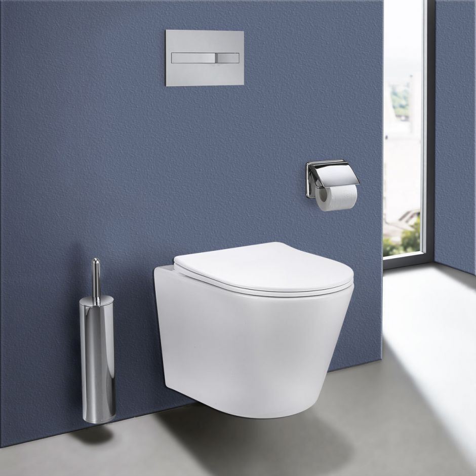 Изображение Безободковый подвесной унитаз с ультратонкой быстросъемной крышкой-сиденьем с плавным опусканием Vincea Piatti VT1-11S