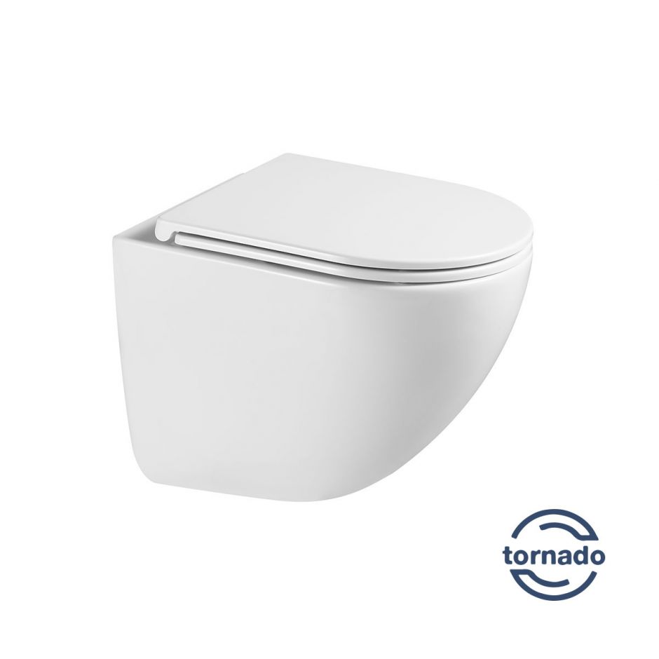 Изображение Безободковый подвесной унитаз Vincea Tornado Bein VT1-51T с ультратонкой быстросъемной крышкой-сиденьем с плавным опусканием