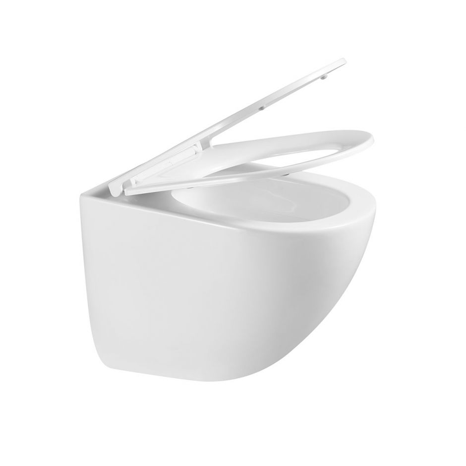 Безободковый подвесной унитаз Vincea Tornado Bein VT1-51T с ультратонкой быстросъемной крышкой-сиденьем с плавным опусканием ФОТО