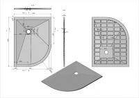 Радиусный поддон для душа из искуственного камня Vincea VST-4SQ9012W-L схема 7