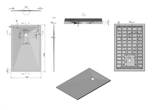 Прямоуголный поддон для душа из искуственного камня Vincea VST-4SR9014W схема 6