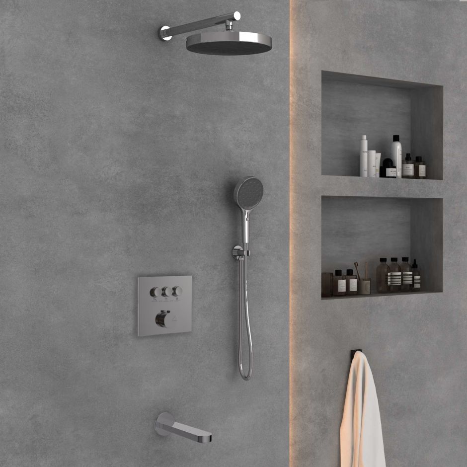 Изображение Встраиваемый трехрежимный душевой комплект с изливом Vincea INSPIRE VSFW-431I2CH