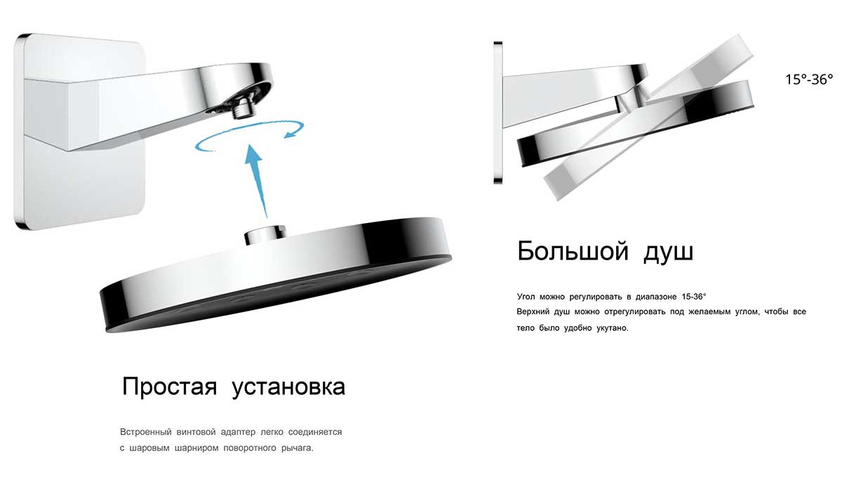 Встраиваемый двухрежимный душевой комплект с изливом Vincea VSFW-433TI3MB схема 17