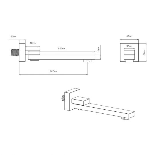 Встраиваемый трехрежимный  душевой комплект с поворотным изливом VSFW-431T1RCH схема 12