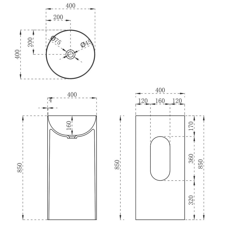 Напольная раковина Vincea Solid Surface VBS-6SP01MW ФОТО