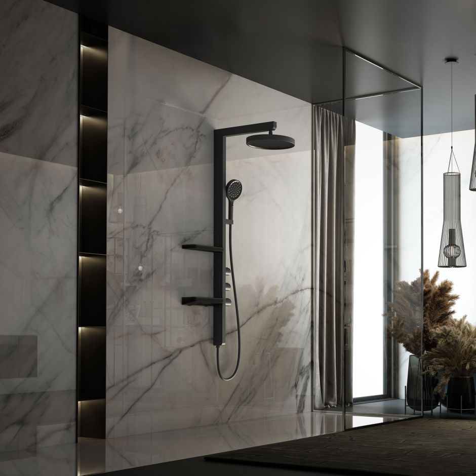 Душевая стойка с изливом Vincea INSPIRE VSFS-3I11MB ФОТО