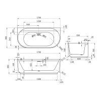 Отдельностящая акриловая ванна Vincea интегрированный перелив VBT-621B схема 3
