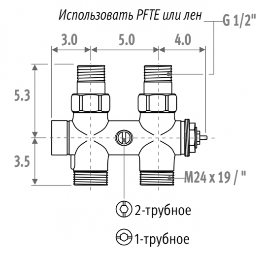 Узел термостатический Deco-Pro М24, прямой Jaga 50940,425/SP схема 2