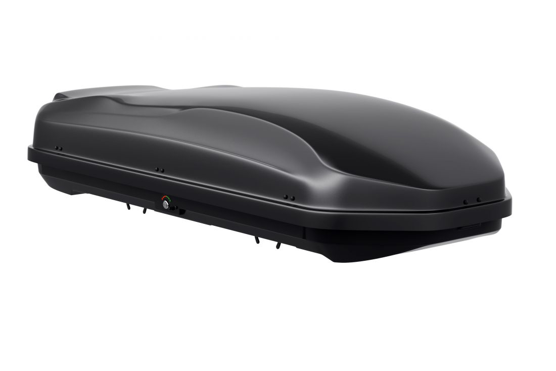 Автобокс CYBORT CarGO Classic, 216×85×46см, 580л двусторонний, черный текстурный с креплением "U-скоба"