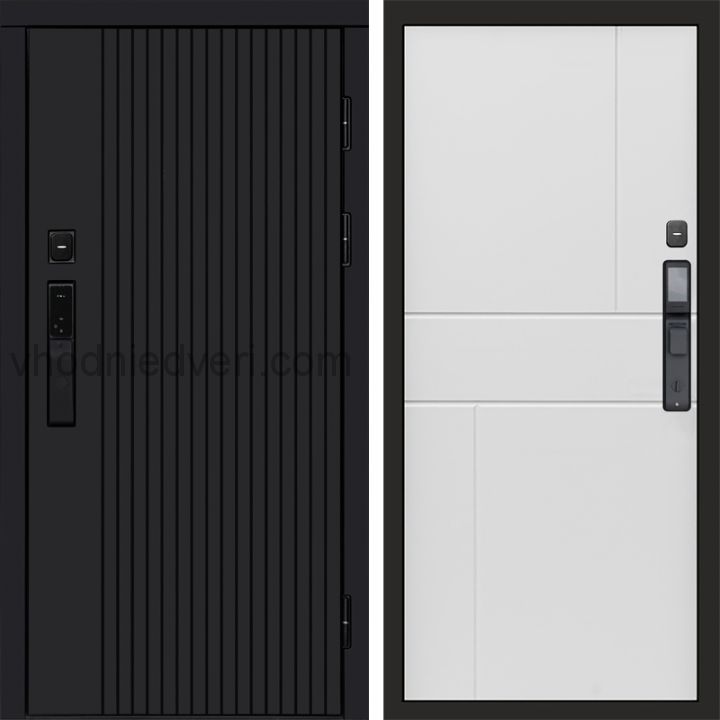 Входная дверь Termo-door ТВИСТ BLACK с электрозамком - Горизонт Белый