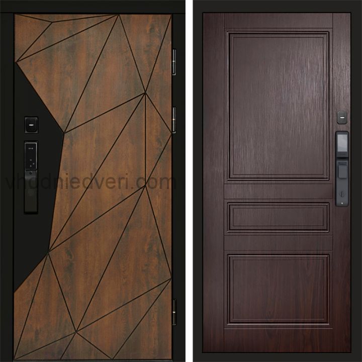 Входная дверь Termo-door ГЕОМЕТРИЯ с электрозамком - Класскика Венге