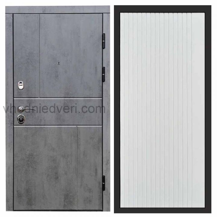 Входная дверь Termo-door Вертикаль Бетон - FLAT Белый софт
