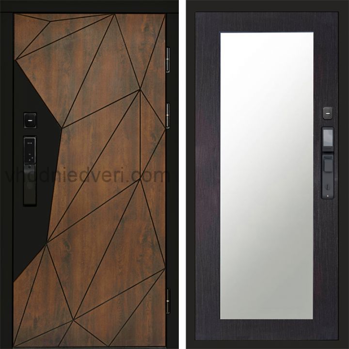 Входная дверь Termo-door ГЕОМЕТРИЯ с электрозамком - Зеркало Триумф Венге
