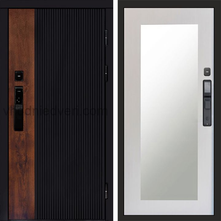 Входная дверь Termo-door ПРЕСТИЖ с электрозамком - Зеркало Триумф Лиственница