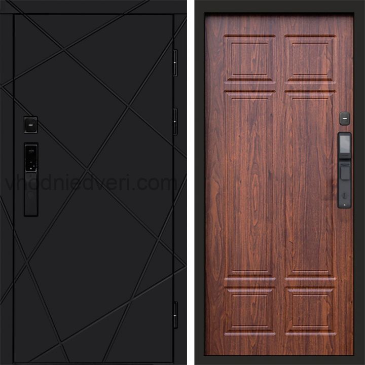 Входная дверь Termo-door ЛУЧИ BLACK с электрозамком - Орех премиум