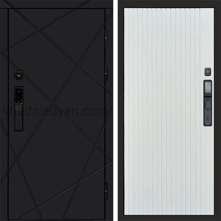 Входная дверь Termo-door ЛУЧИ BLACK с электрозамком - Flat Белый софт
