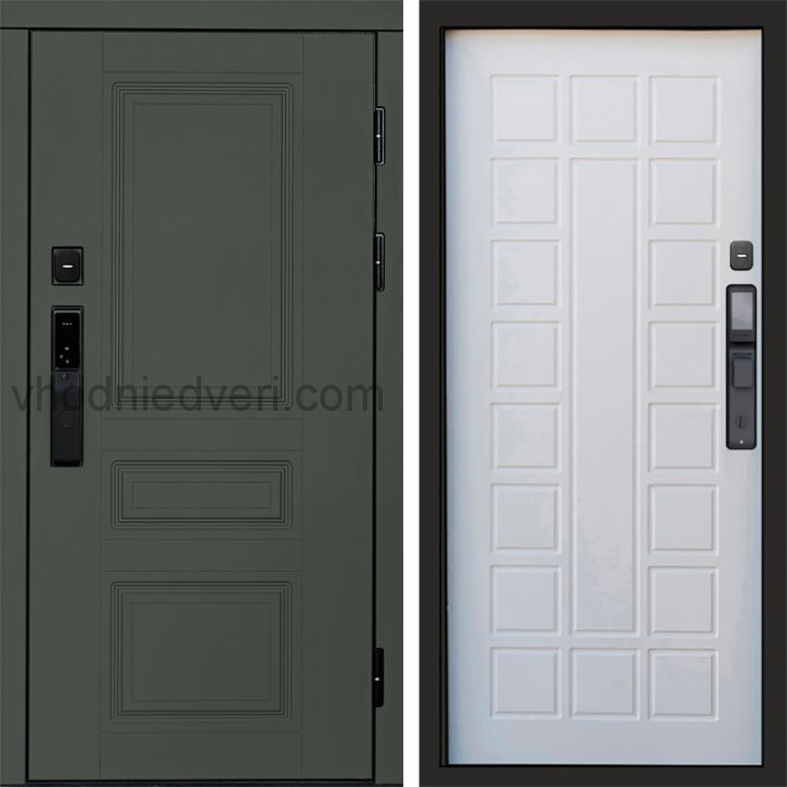 Входная дверь Termo-door ОРЕГОН GREEN с электрозамком - Престиж Белое дерево