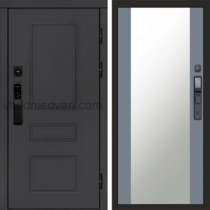 Входная дверь Termo-door ОРЕГОН ГРАФИТ с электрозамком - Зеркало Грей софт