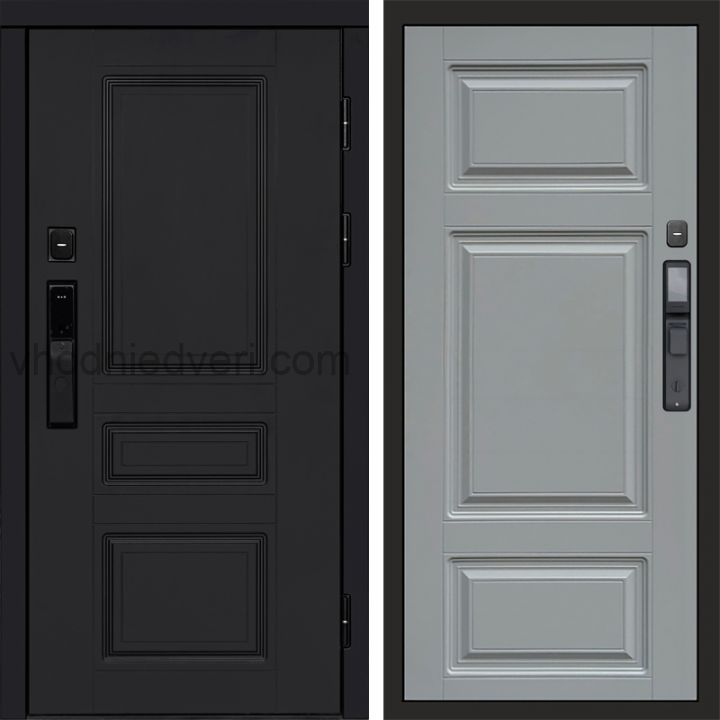 Входная дверь Termo-door ОРЕГОН BLACK с электрозамком - Лион Грей софт