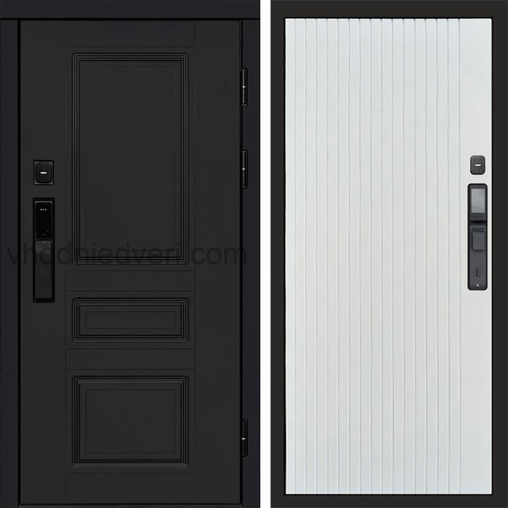 Входная дверь Termo-door ОРЕГОН BLACK с электрозамком - Flat Белый софт