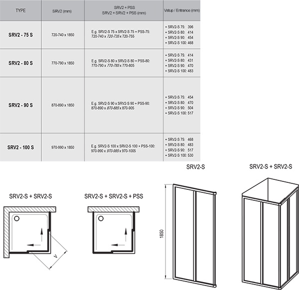 Открытый душевой уголок без крыши Ravak Supernova SRV2-S хром 80х100 см ФОТО