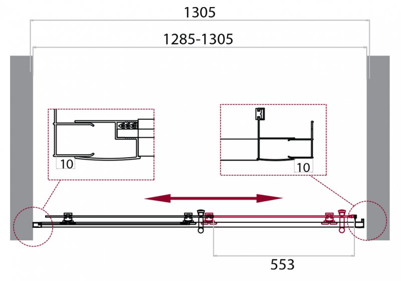 Душевой уголок в нишу Belbagno Uno-195 BF профиль хром 110 см ФОТО