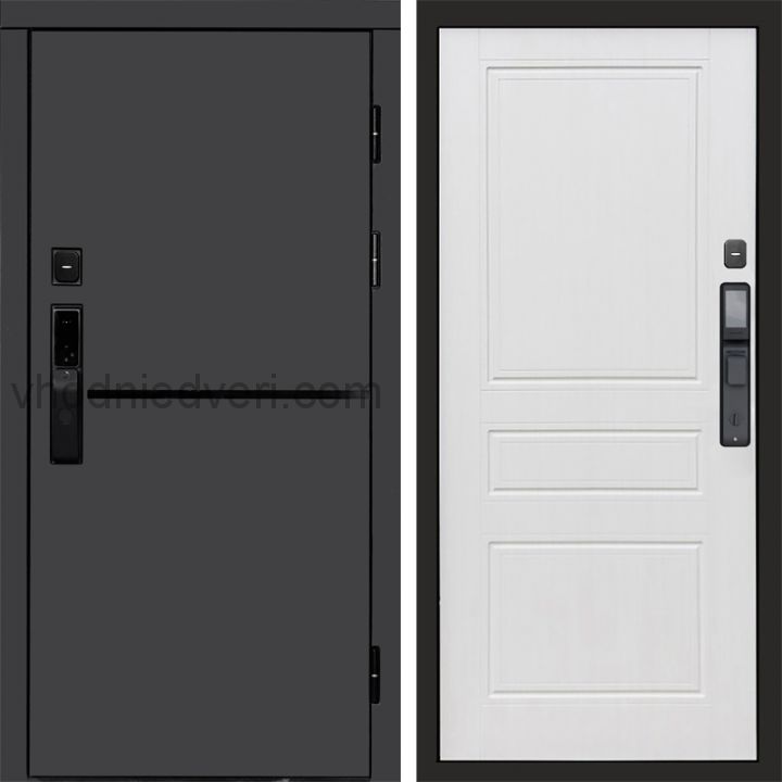 Входная дверь Termo-door ТРЕНД ГРАФИТ с электрозамком - Классика Белое дерево
