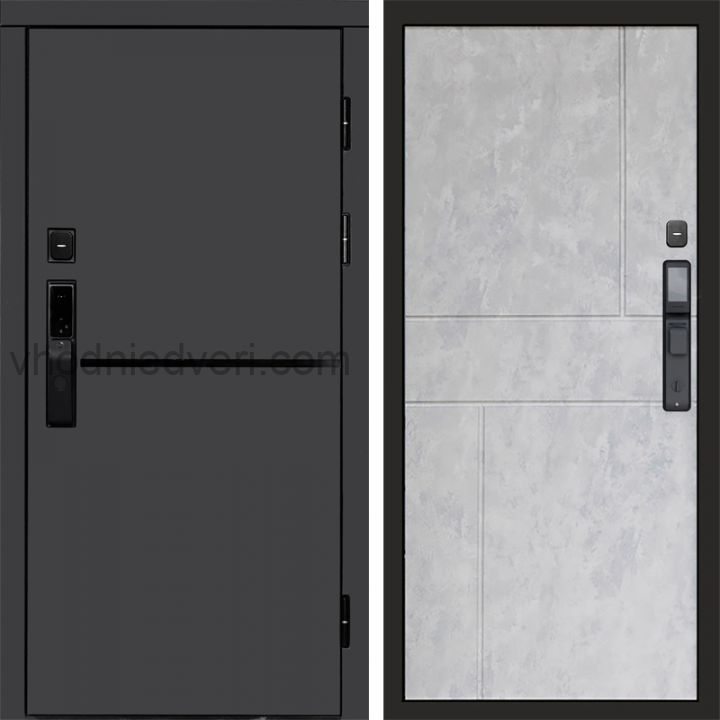 Входная дверь Termo-door ТРЕНД ГРАФИТ с электрозамком - Горизонт Бетон светлый