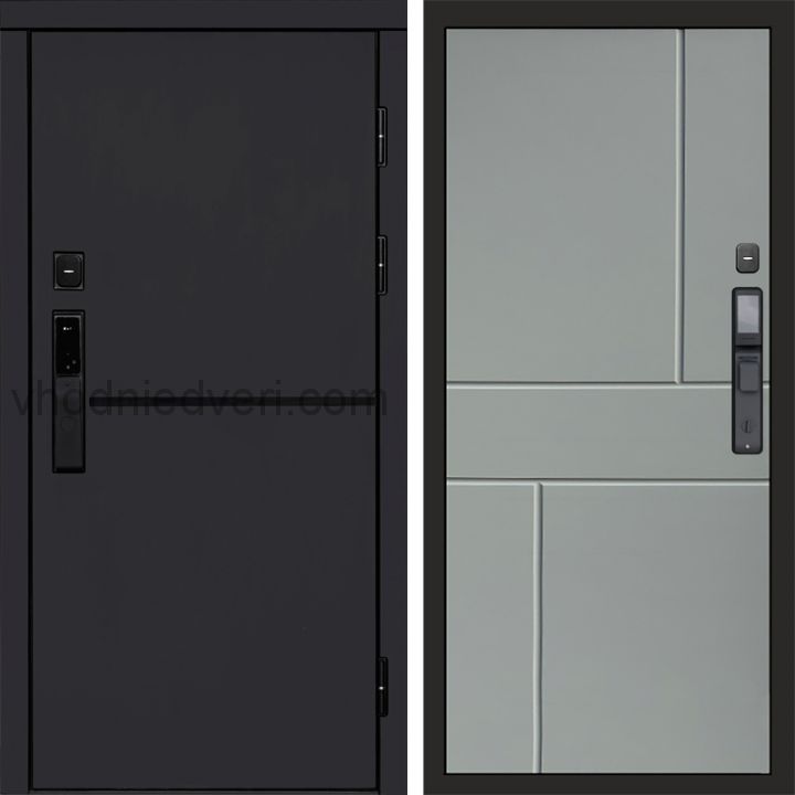 Входная дверь Termo-door ТРЕНД BLACK с электрозамком - Горизонт Грей софт