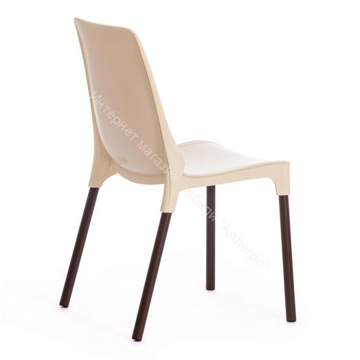 Стул GENIUS (mod 75) металл/пластик, бежевый/коричневые ножки
