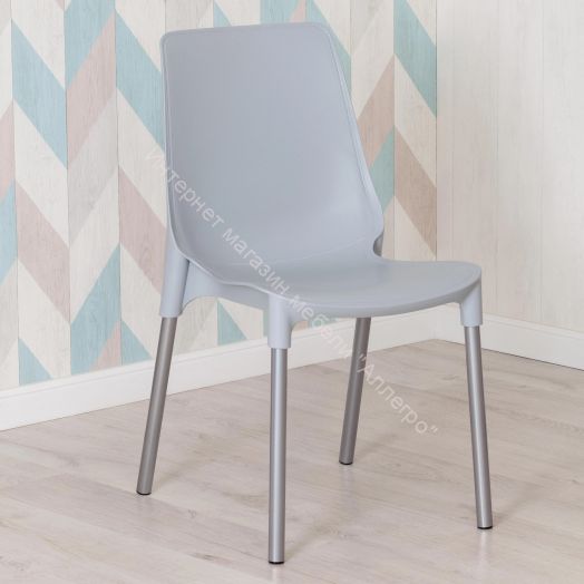 Стул GENIUS (mod 75) металл/пластик, серый/ножки хром