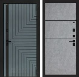 Входная дверь Лабиринт CREDOR 25 Бетон светлый (черная вставка)